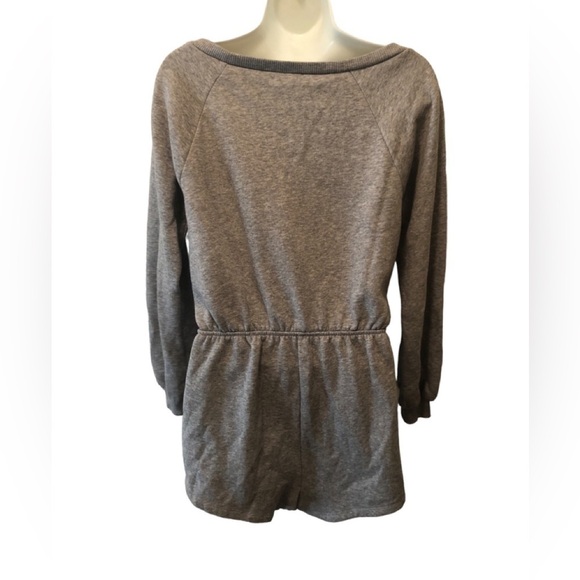 Victoria’s Secret Slouchy Romper Gray Sz. S Fleece Lined Ribbon Belted Lounge - Picture 5 of 7